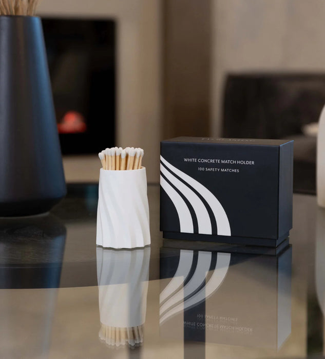White Concrete Safety Match Set